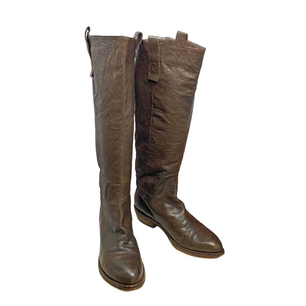 Fatte A Mano per King Brown Leather Tall‎ Riding Boots